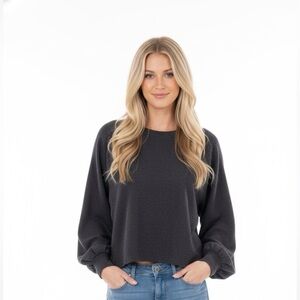 Sundays Two black pullover crop sweatshirt
